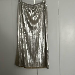 Silver, pleated, Maeve by Anthropologie maxi skit. Worn once, size 14